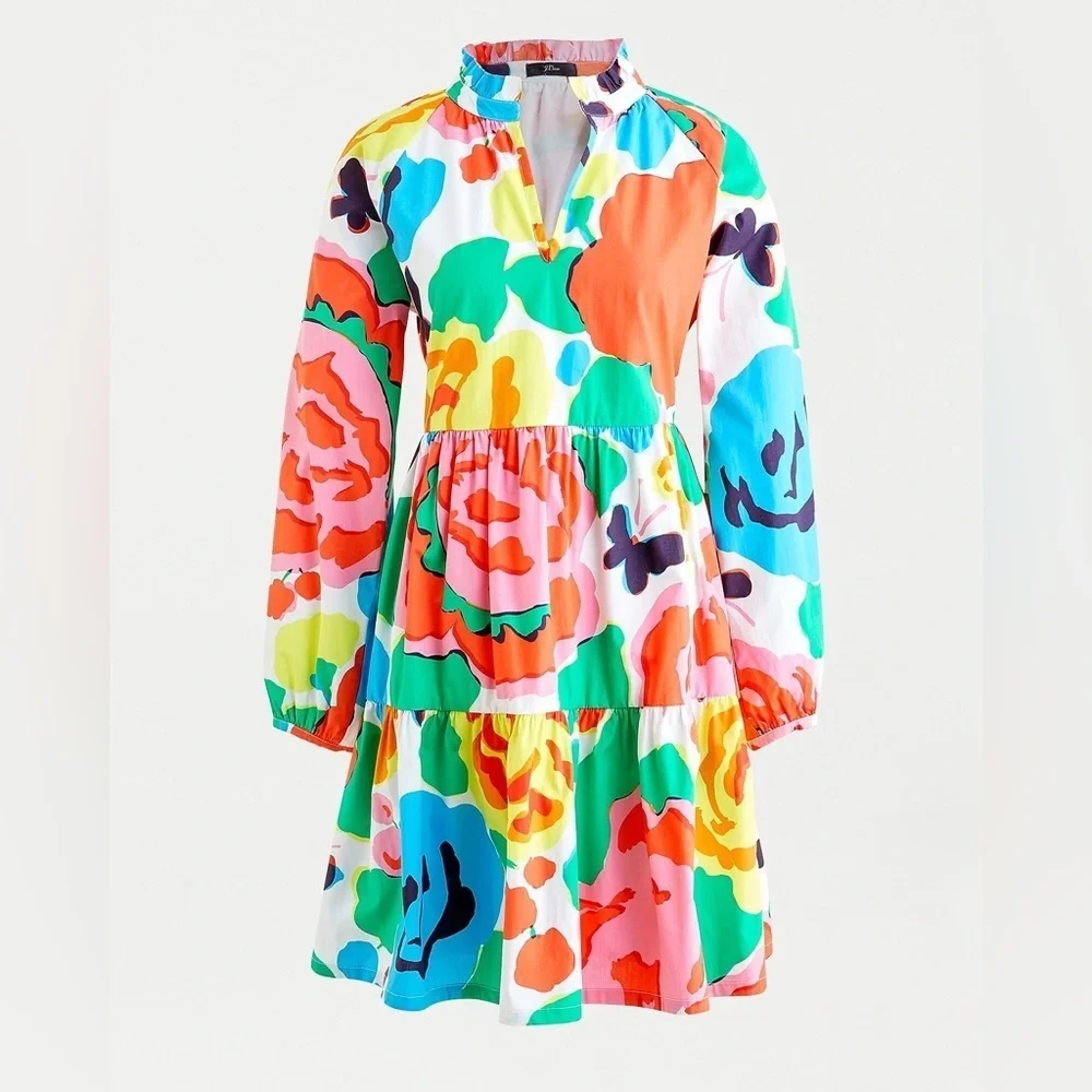 J.Crew Tiered Popover Dress – Ratti® Jardin Floral – Size Small – Fully Lined - Picture 2 of 10